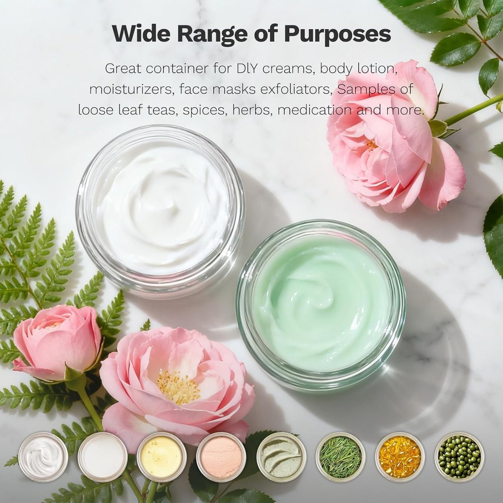 1Oz Small Glass Jars with Lids, 6 Pack Refillable Lip Balm Containers, Empty Cle