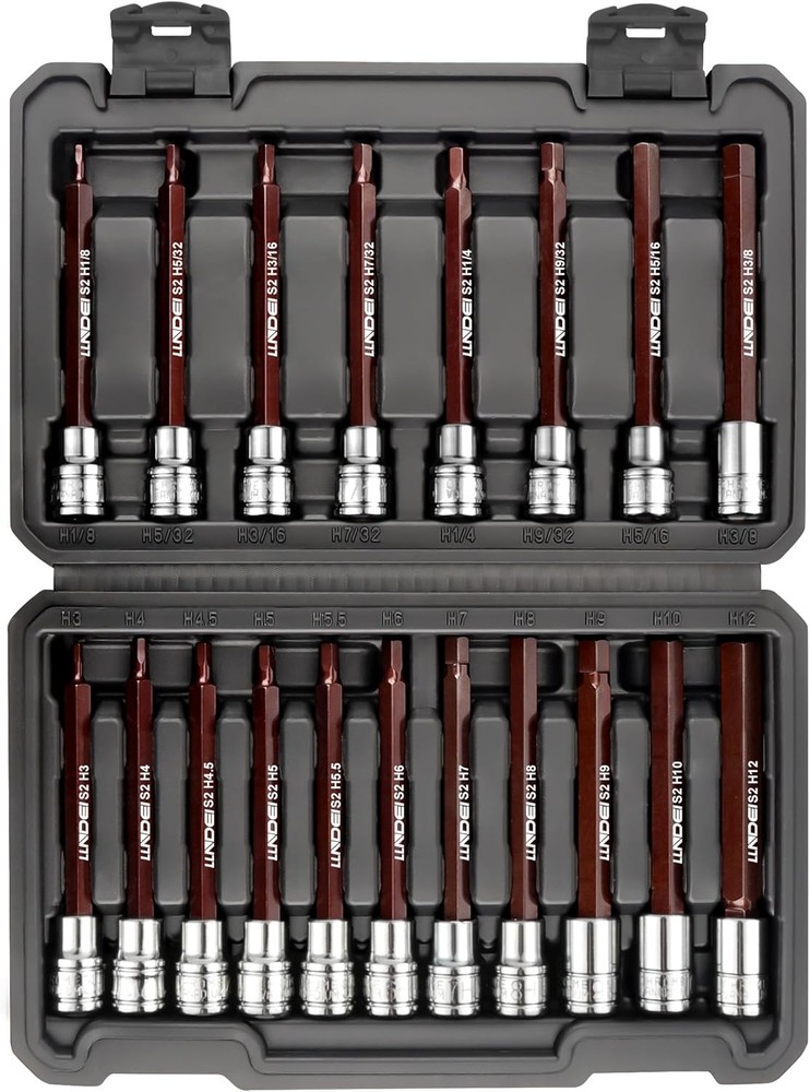 LLNDEI 3/8-Inch Drive Extra Long Allen Hex Bit Socket Set 19PCS- Standard...