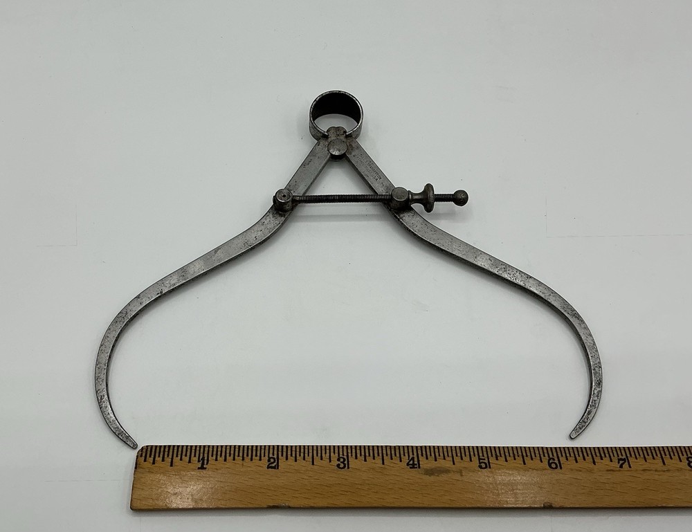 2 L.S. Starrett 6” Inside & Outside Spring Joint Flat Leg Divider Caliper Pair