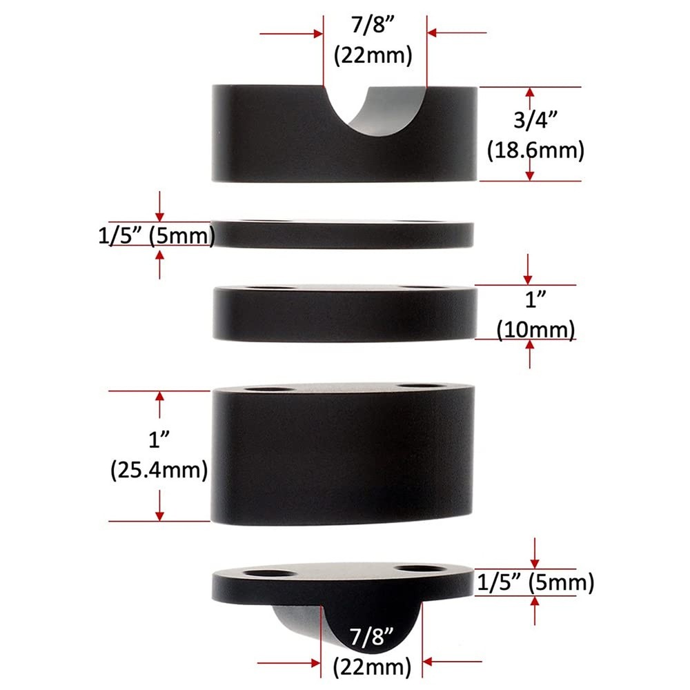 Billet Aluminum Handlebar Risers Adjustable Raise Height With grade 12.9 Nick...
