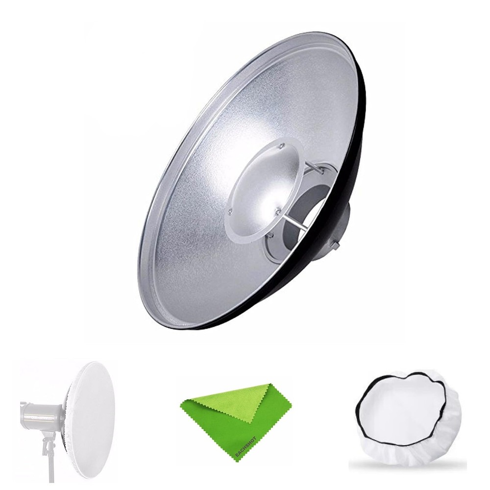 Godox 21.6inch/55cm Silver Beauty Dish Bowens Mount Reflector w/White Diffuser