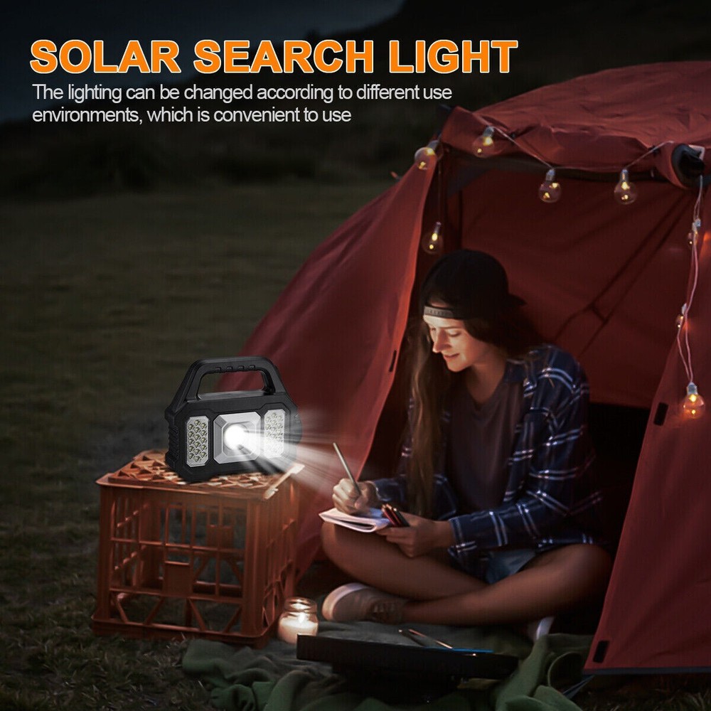 Solar Power LED Camping Lamp Flashlight Tent Light Lantern Rechargeable Battery