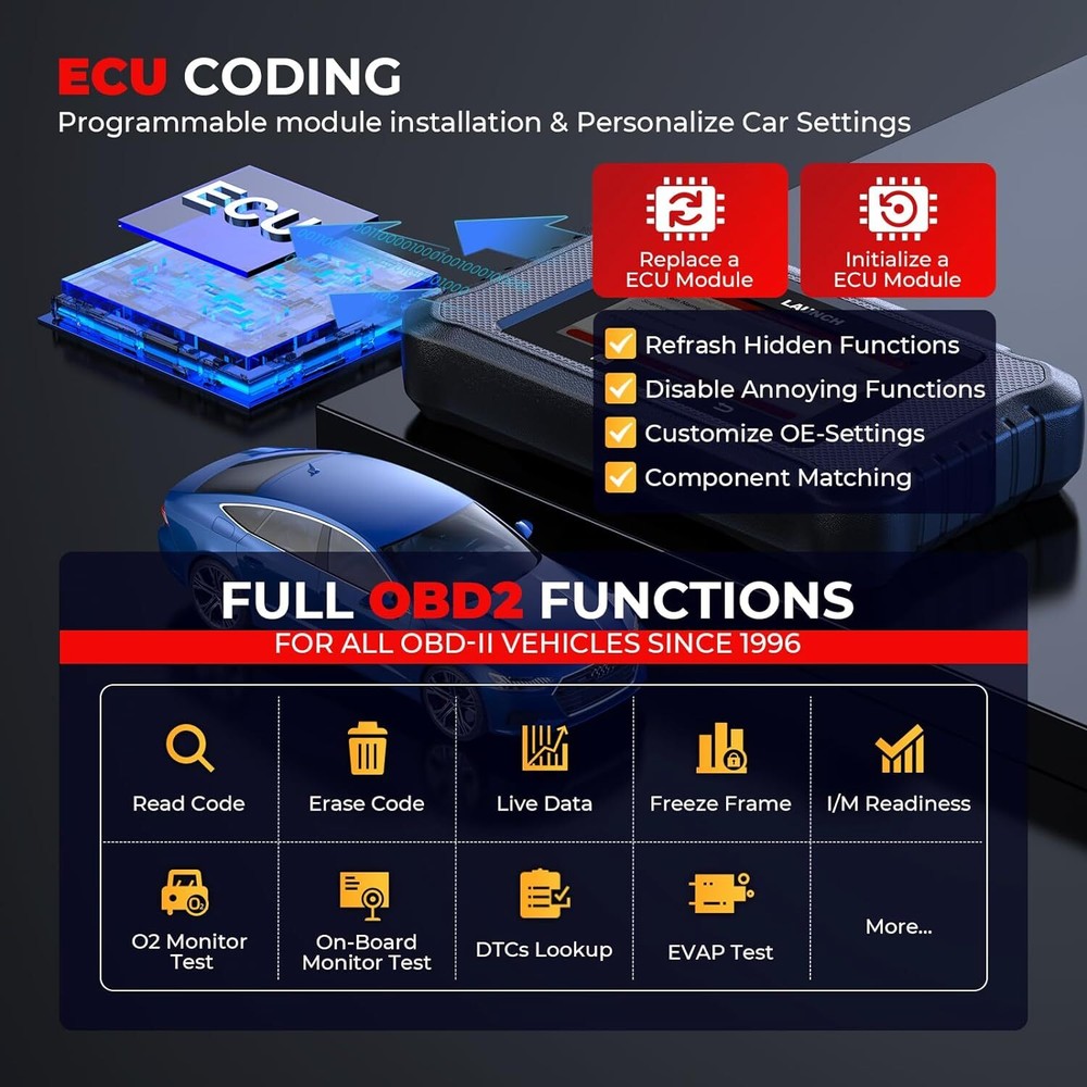 LAUNCH X431 Creader Elite 2.0 FGC Coding Scanner Diagnostic for Ford/GM/Chevy