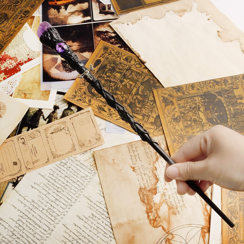 Rileryan Fine Handcrafted Amethyst Crystal Magic Wand Witch Wizard Medium, C