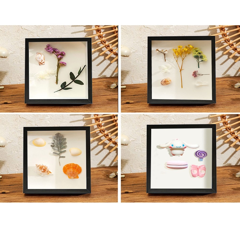 5x5 Small Shadow Box Frame Wood Display Case for Memorabilia