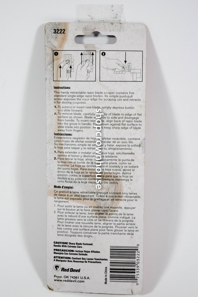 Red Devil Razor Blade Scraper includes 5 single edge Razor blades #3222