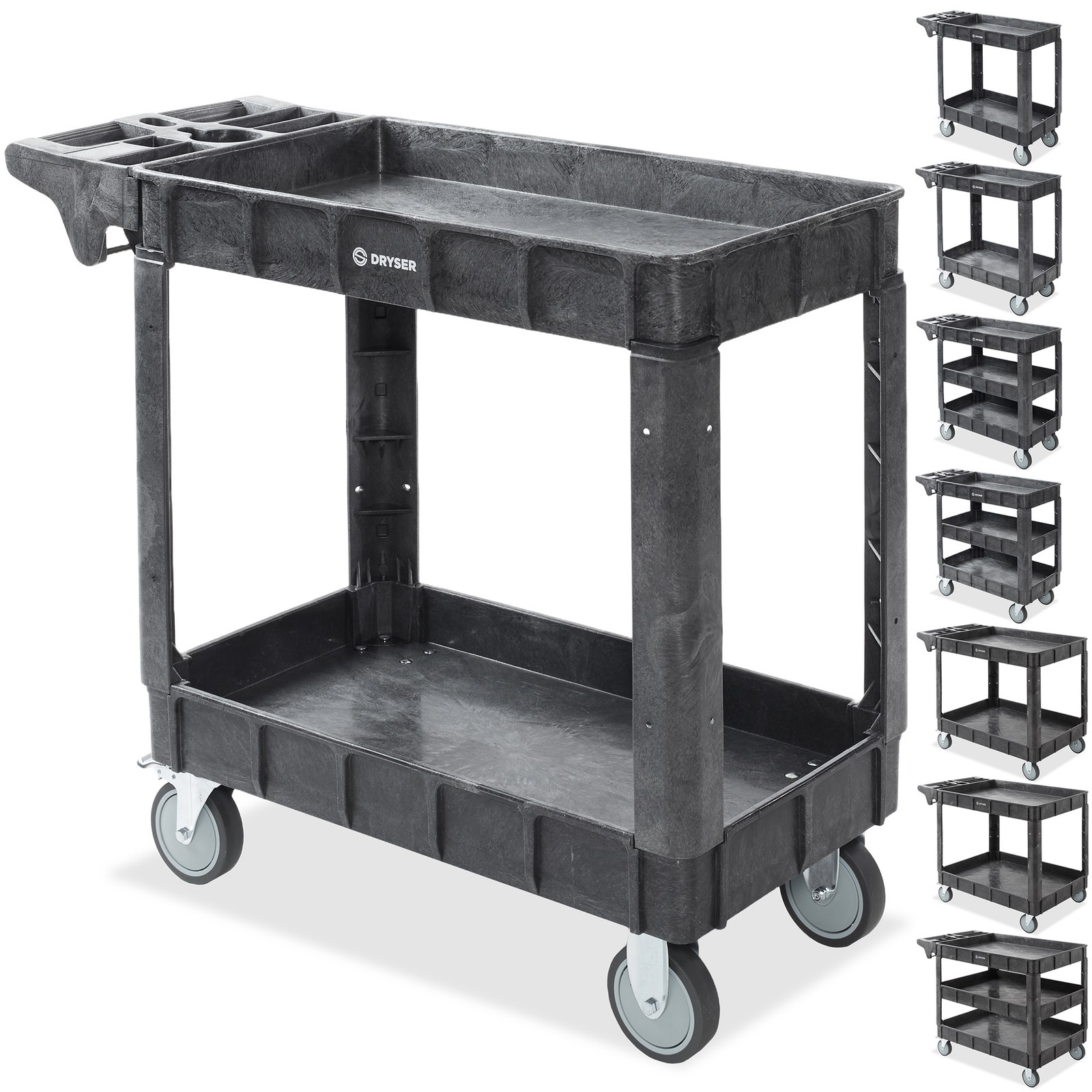Utility Service Cart with Shelves, 550 lb. Capacity and 5" Wheels,