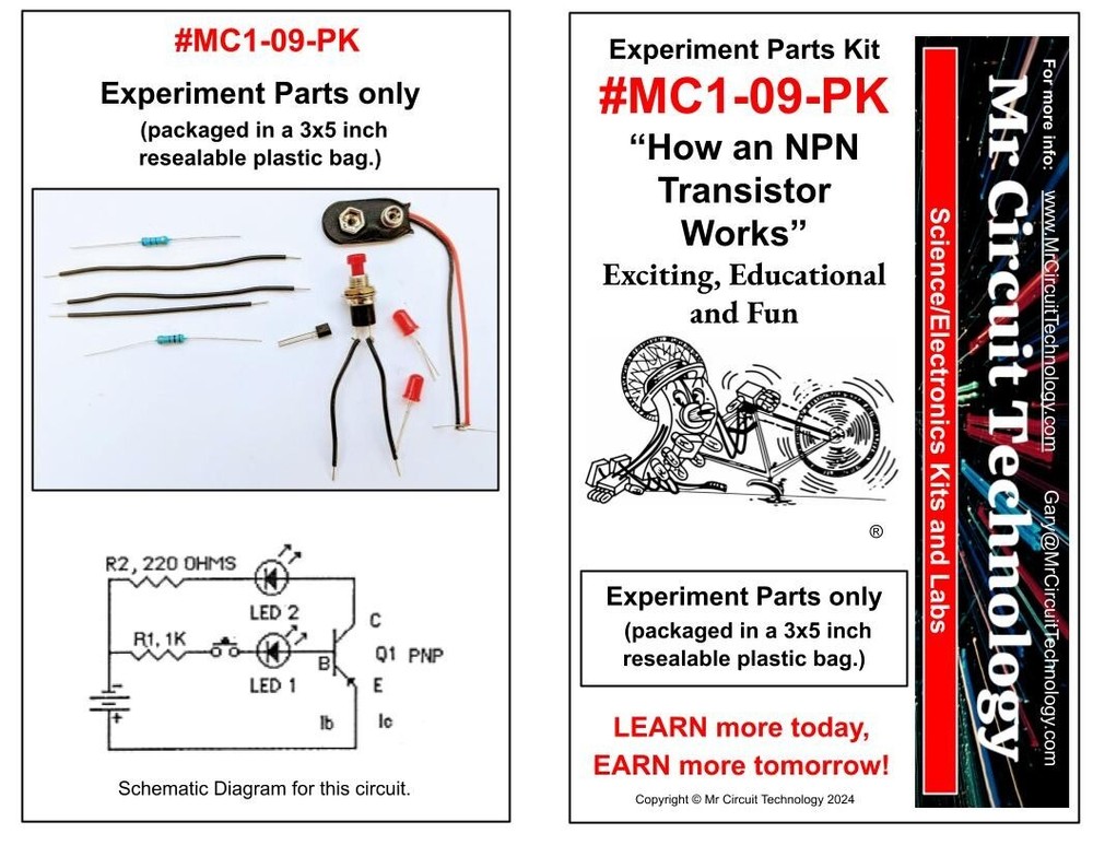 MC1-09 ** Mr Circuit Science ** Experiment Kit -How An PNP Transistor Works
