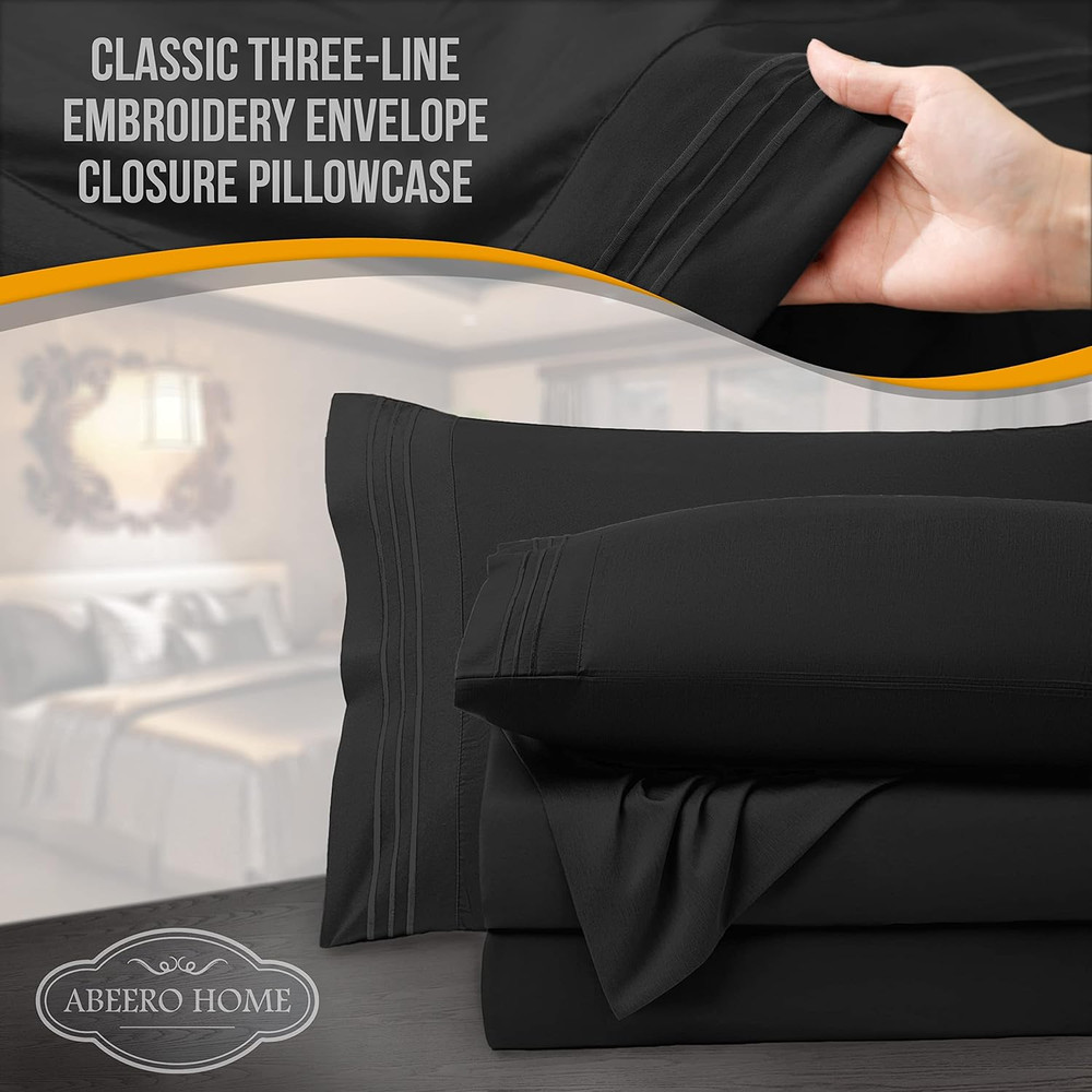 Full Size Bed Sheets Cooling - Luxury Hotel Sheet Set - Soft Sheets with Elastic