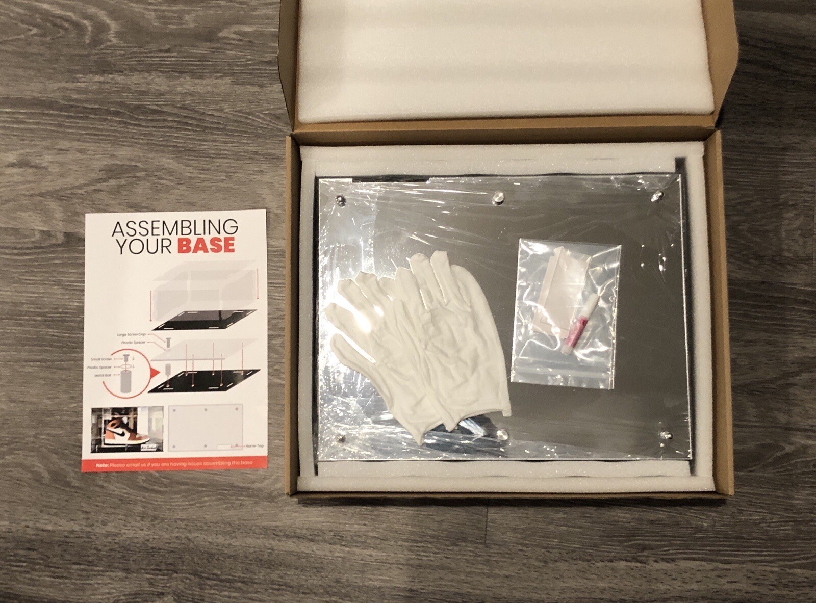 Full Size Acrylic Football Helmet Display Case with Back Mirror & Mirror Base