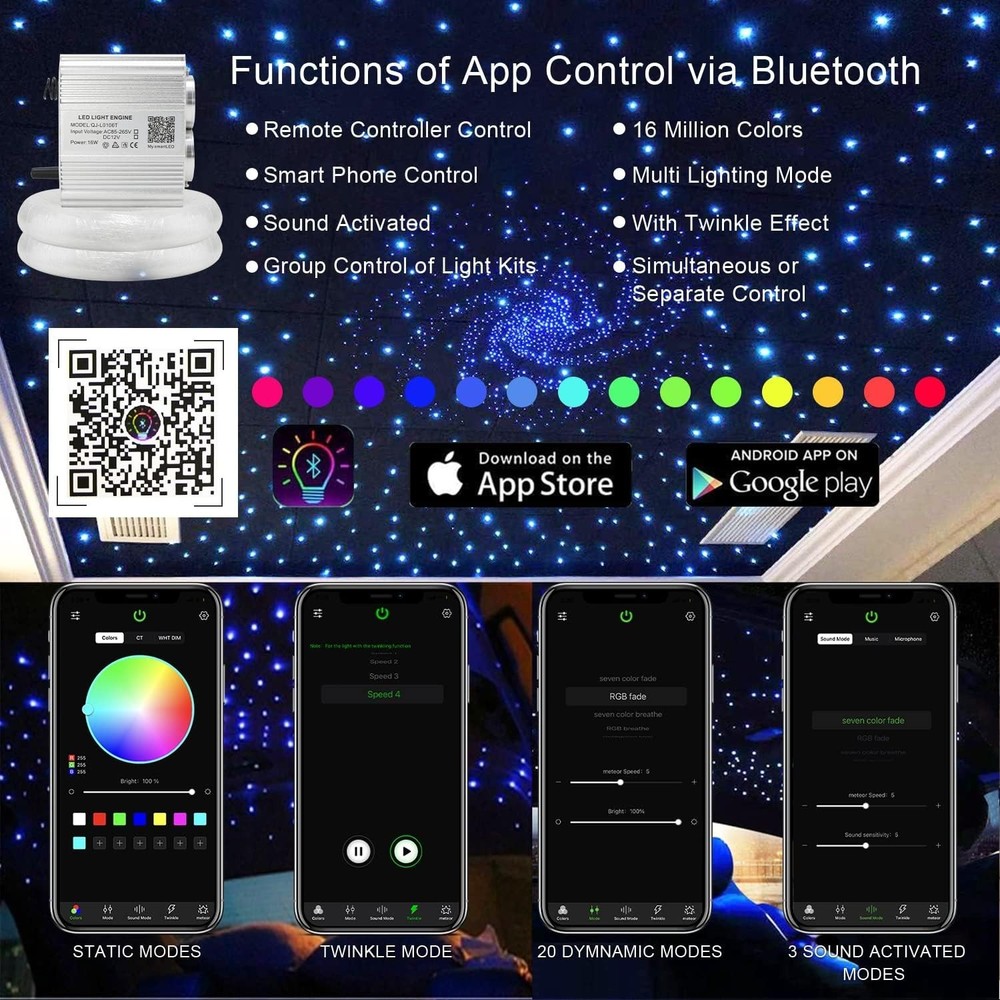 Transform Your Space with Twinkle Fiber Optic Light Kit + APP & Remote Control
