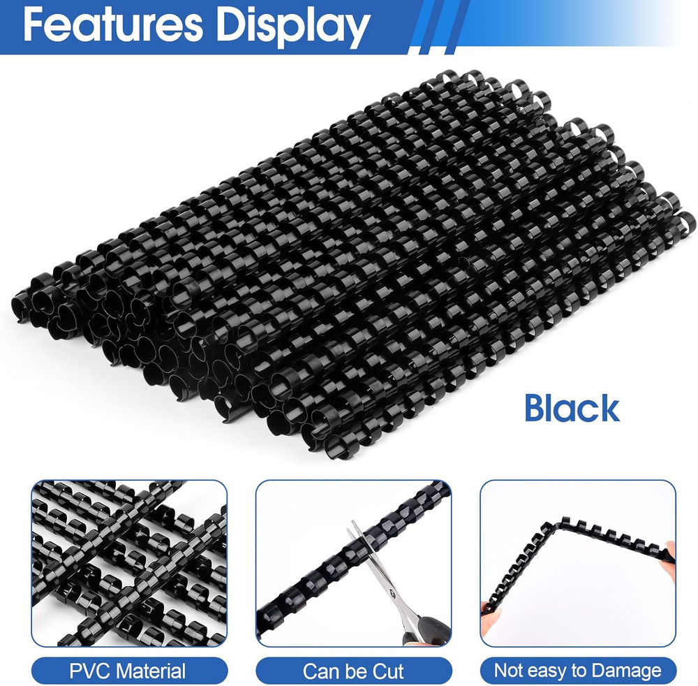 80 Pack Plastic Binding Combs, Comb Binding Spines 1/2 Inch, 80 Sheets, 19 Ring,