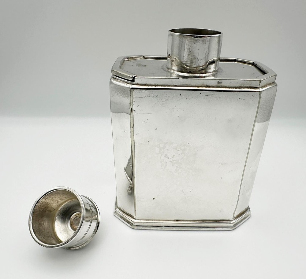 VICTORIAN CRESTED SLIDING TOP TEA CADDY SILVER PLATE 19TH CENTURY
