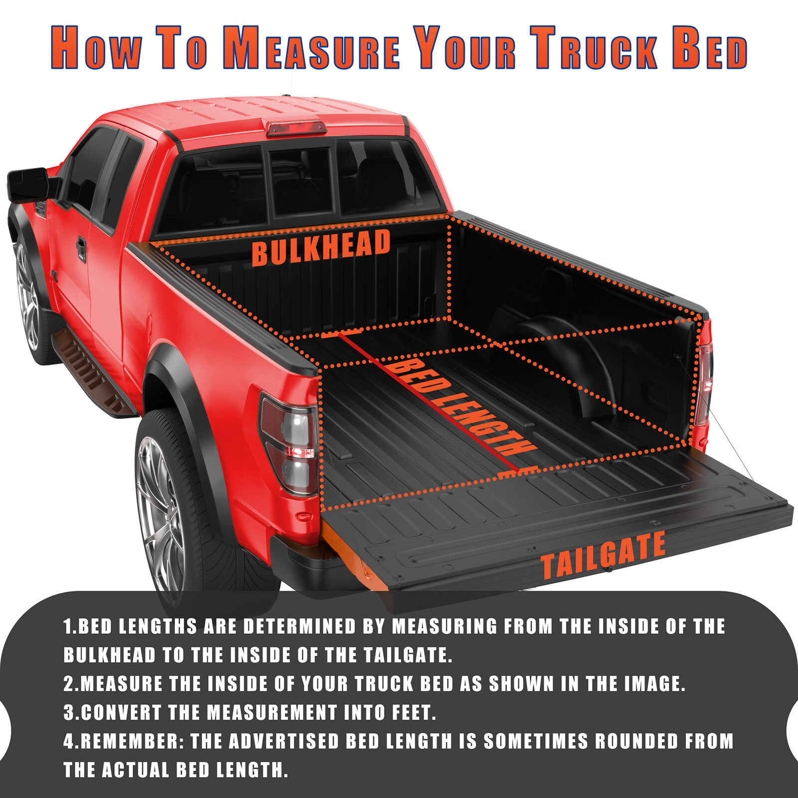 5FT 3-Fold Hard Tonneau Cover For 2015-2023 Chevy Colorado GMC Canyon Truck Bed