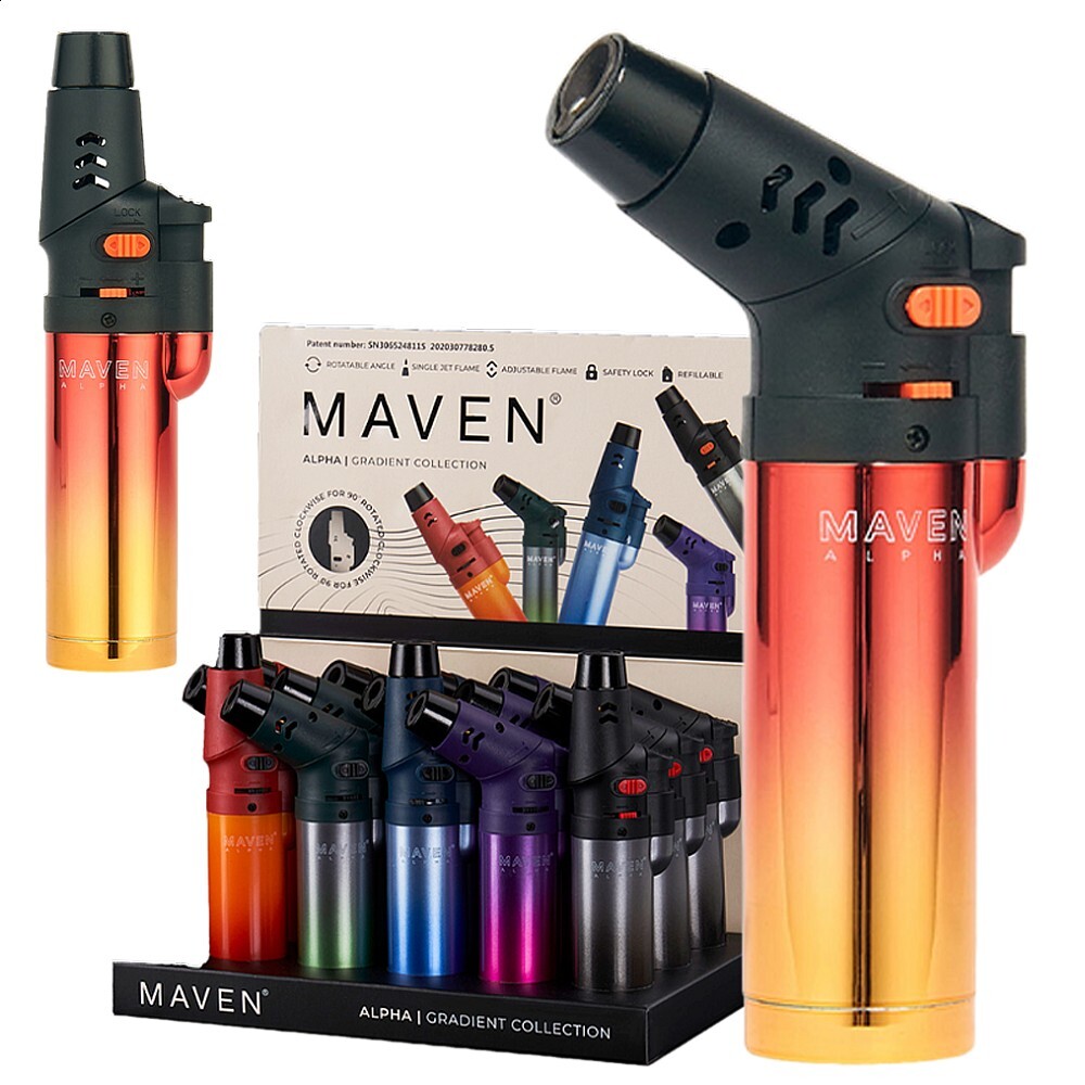 😎2 x MAVEN ALPHA CHROME ✨ JET FLAME TORCH LIGHTER 🌟 REFILLABLE & ADJUSTABLE 🔥