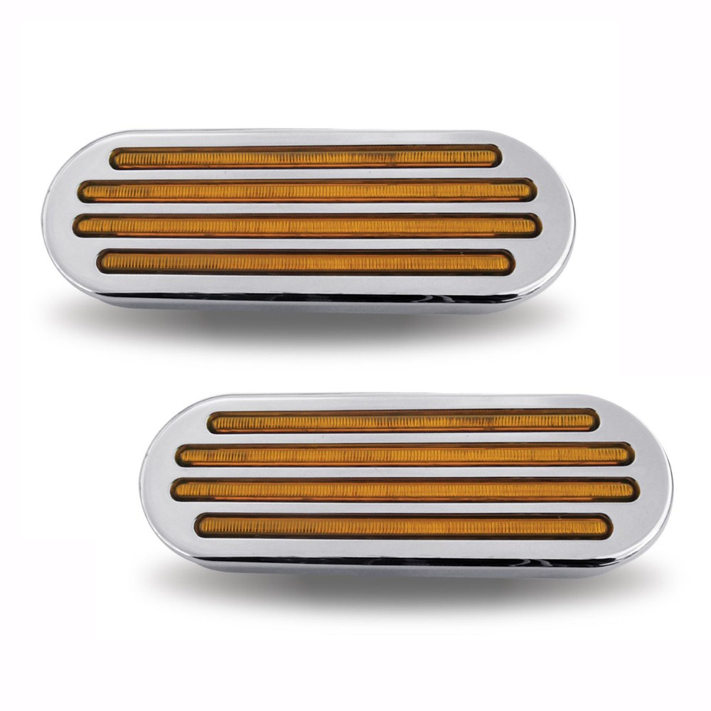 Flatline Oval Amber LED 52 Diodes Peterbilt, Kenworth, Freightliner (PAIR)