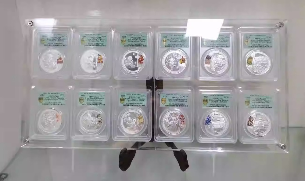 12 Grids Acrylic Display Case Protective Frame Stand Box for ANACS/NGC/PCGS Slab