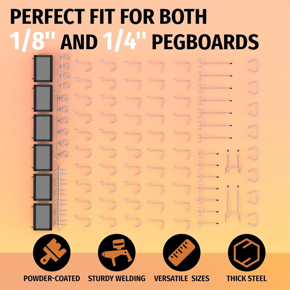 Versatile 49-Piece Pegboard Accessory Kit for Efficient Home Organization