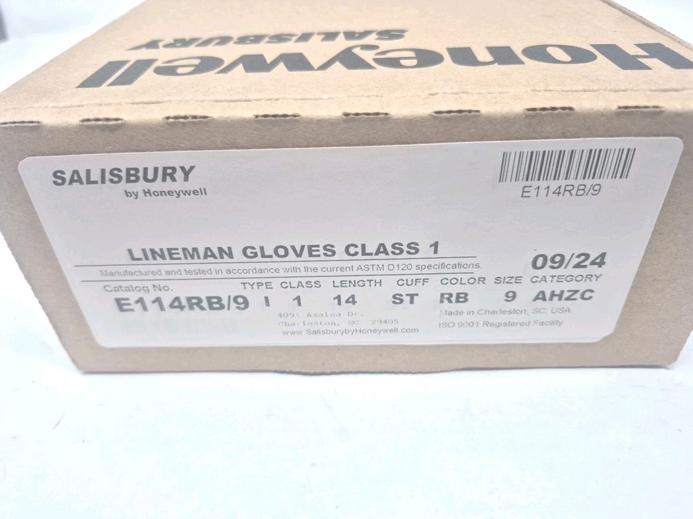 Salisbury E114RB/9, Size 9, Class 1, Electrical Insulating Gloves - New Open Box