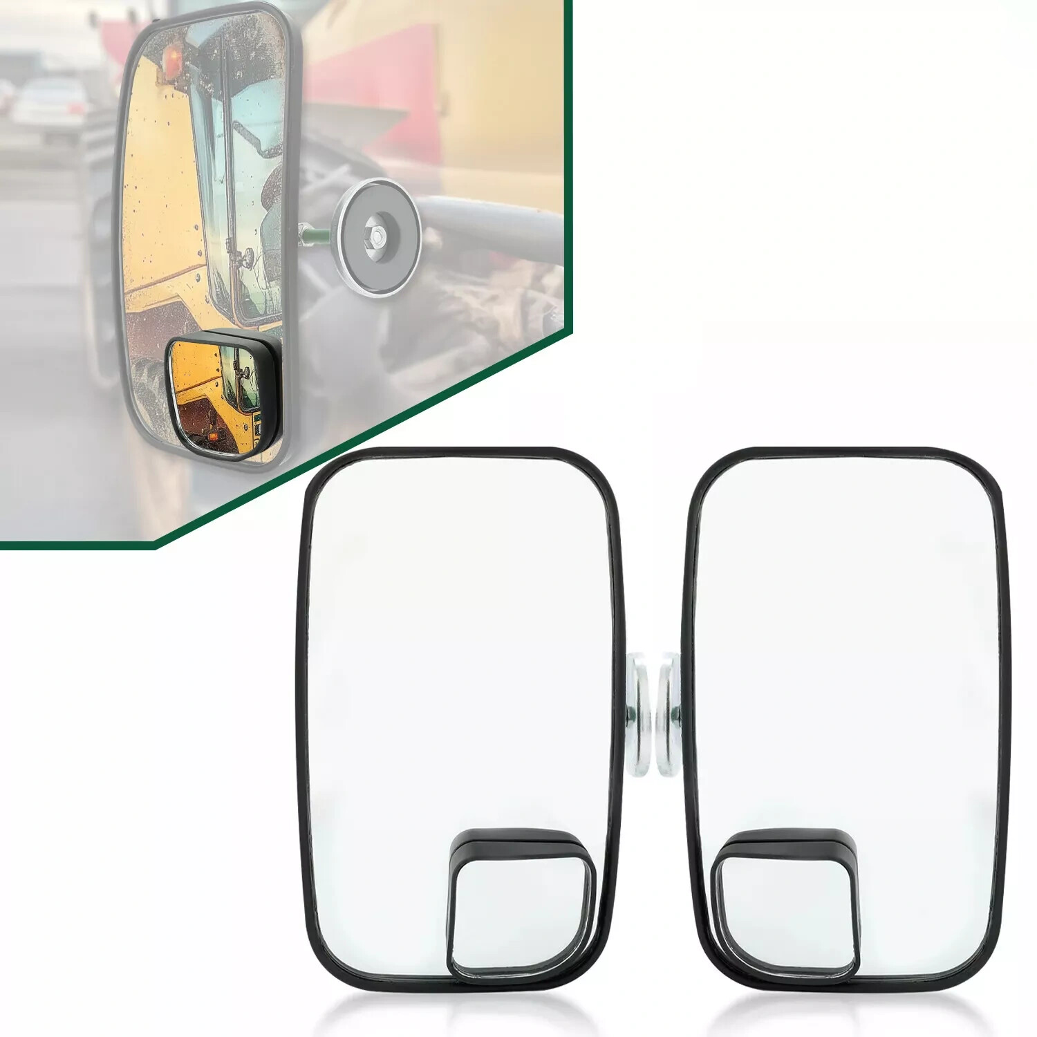 2 Magnetic Backup Mirrors For Skid Steer John Deere w/BLIND SPOT MIRRORS 600lbs