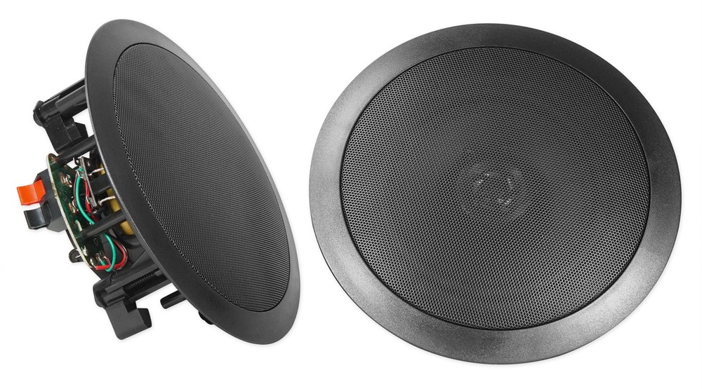 Home Theater Bluetooth Receiver+EQ+(2) Black Ceiling Speakers+8" Subwoofer