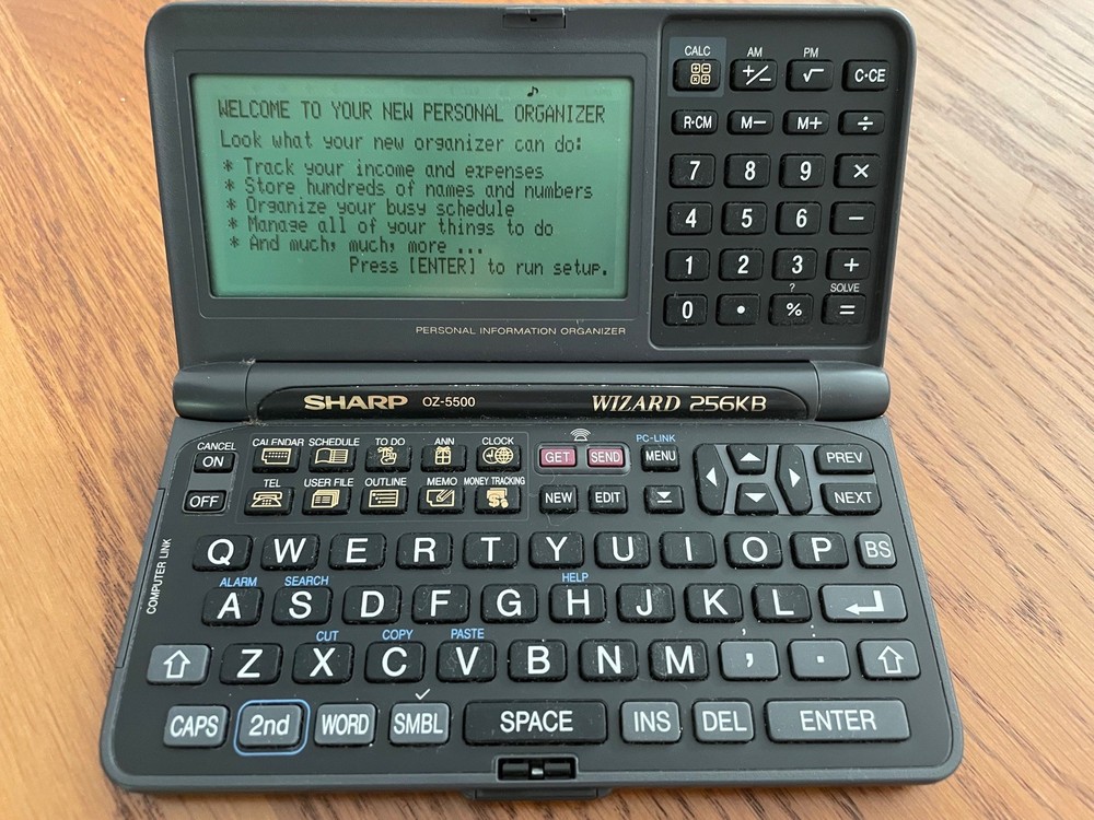 SHARP WIZARD OZ-5500 Electronic Organizer - PDA - Vintage Original Black