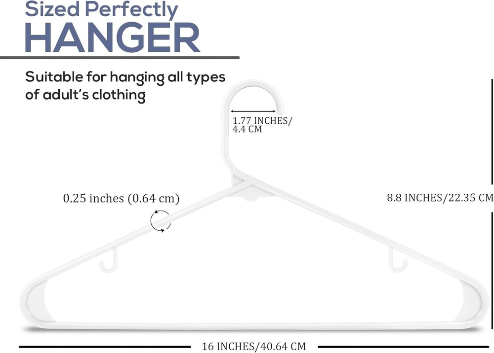 Utopia Home Plastic Hangers 20 Pack - Clothes Hanger with Hooks - Durable
