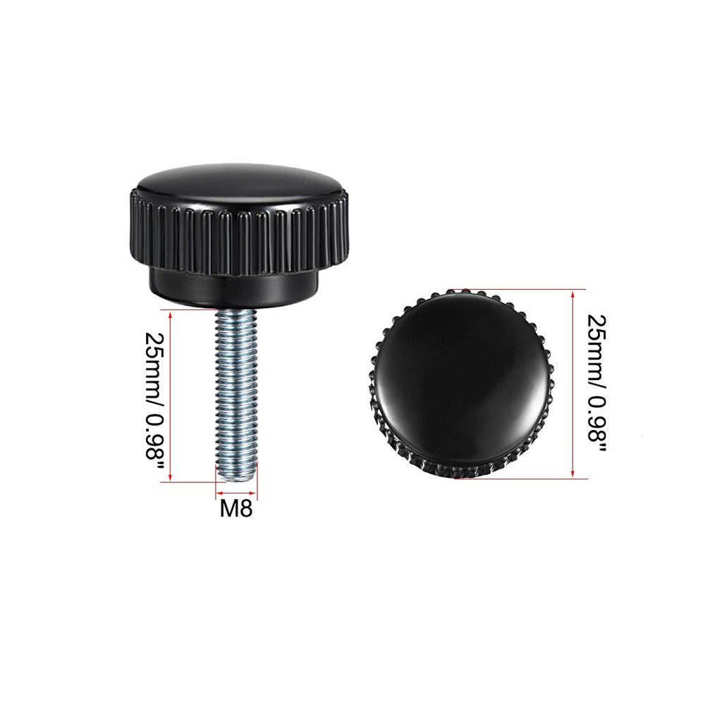 M8 x 25mm Male Thread Knurled Locking Knobs 4pcs