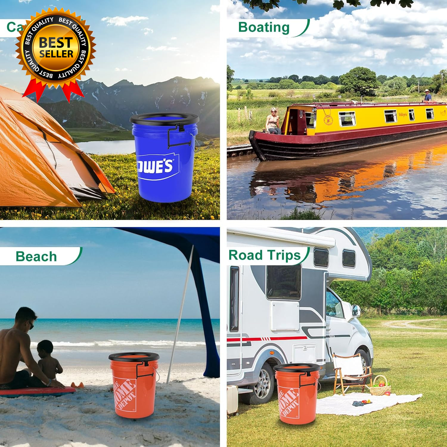 Bucket Toilet Seat, Portable Toilet Seat for 5 Gal Buckets Camping Toilet Seat