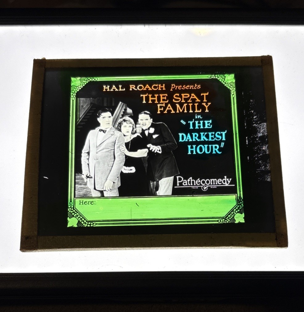 Vintage Magic Lantern Glass Theater Slide 1923 THE SPAT FAMILY in DARKEST HOUR