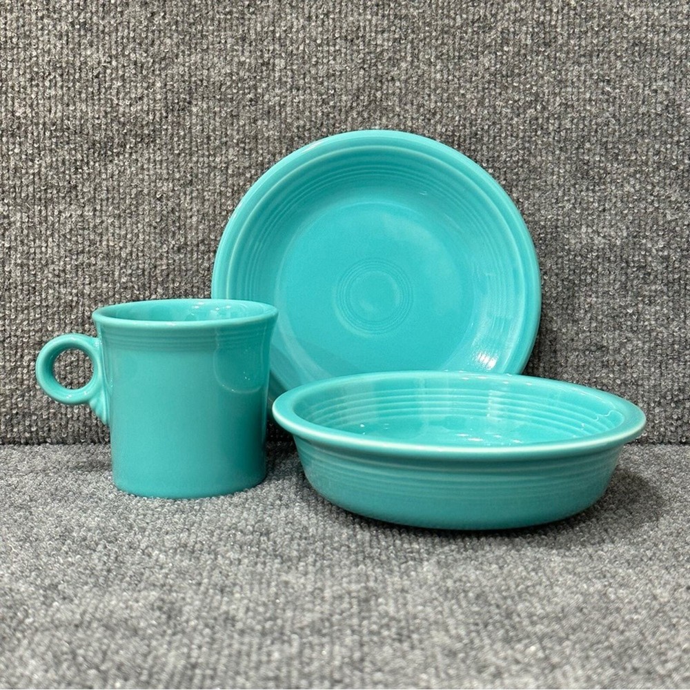 Fiesta turquoise place setting bread plate pasta bowl mug set
