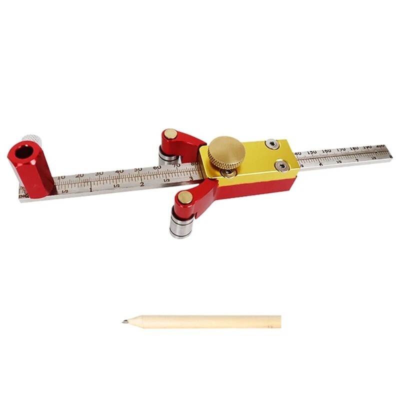 Woodworking DIY Drawing Straight Line Arc Measuring Height Triple Multi-function