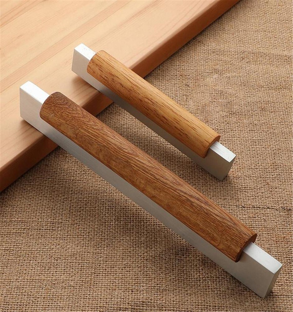 Beech Wood Cabinet Pull Wardrobe Closet Cabinet Handles Kitchen Pulls Knobs