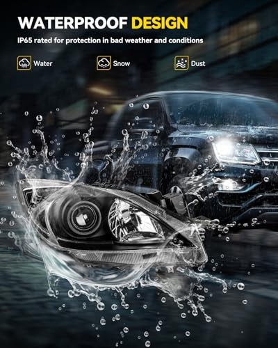 Headlight Assembly Compatible with Clear-Clear-Black/for 2010-2013 Mazda 3
