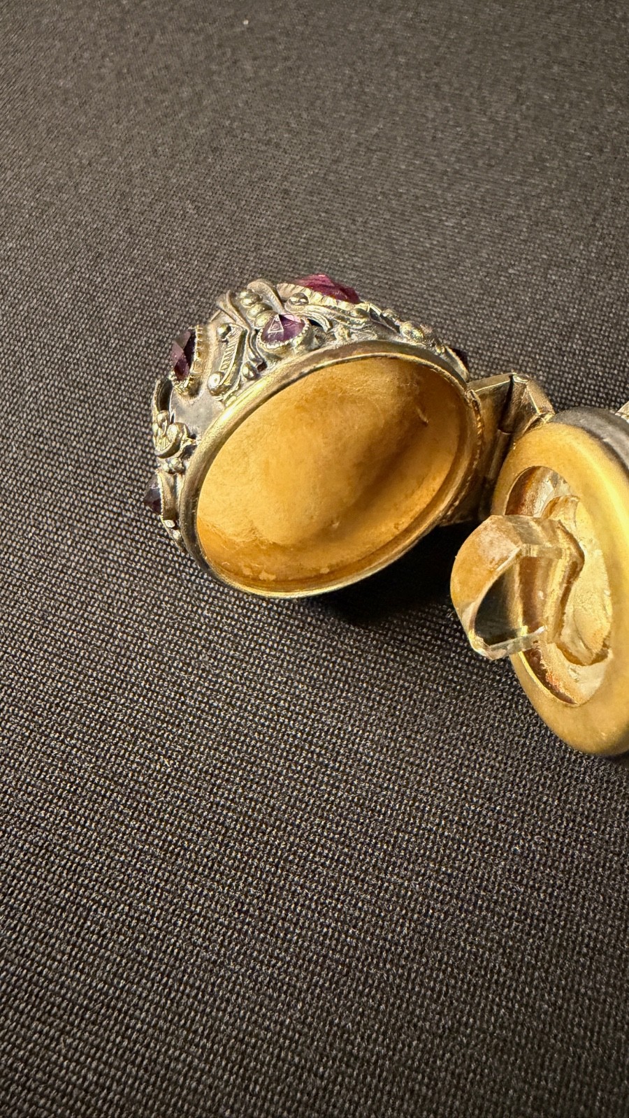 Rare Victorian Sterling with Faceted Amethyst Stones & Cut Cyrstal Scent Bottle