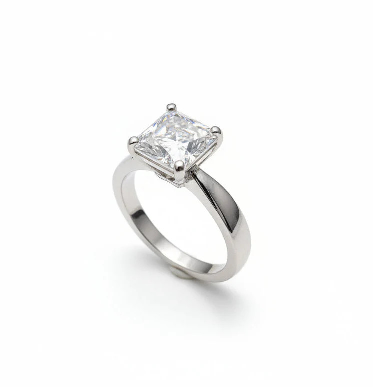 Sterling Silver Princess Cut Engagement Wedding Ring