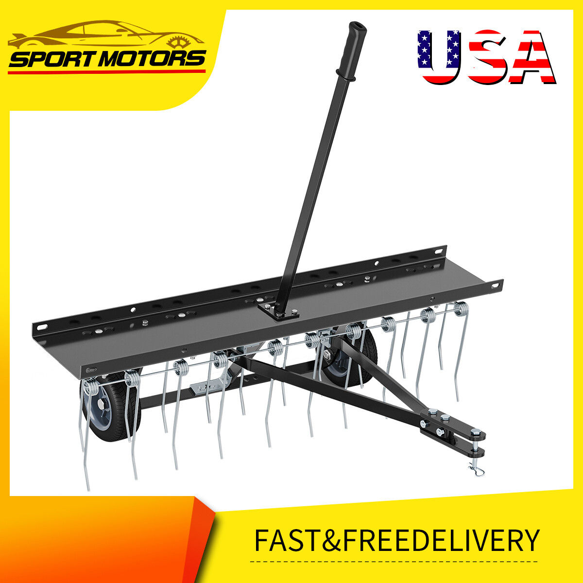 40" Corrosion-Resistant Steel Lawn Dethatcher Sweeper Height Adjustable