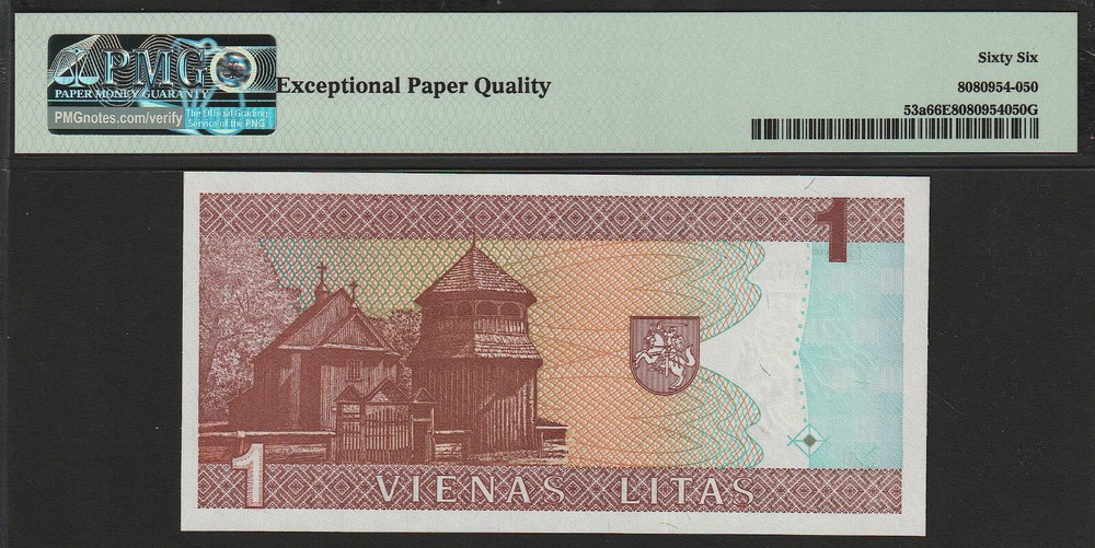 Lithuania 1 Litas 1994 UNC P#53 PMG 66