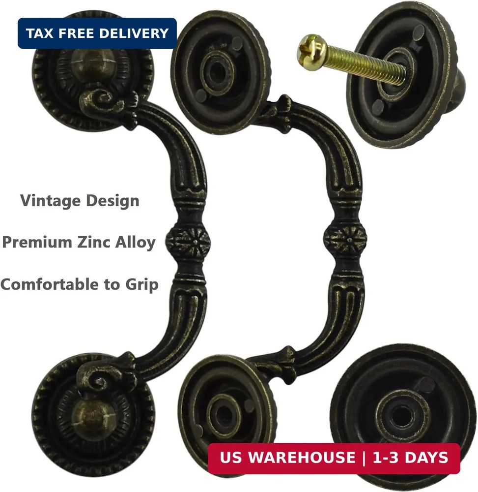 BDS-HOME 2pack 3" Bronze Vintage Pulls Handles Antique Decorative Drawer Knobs P