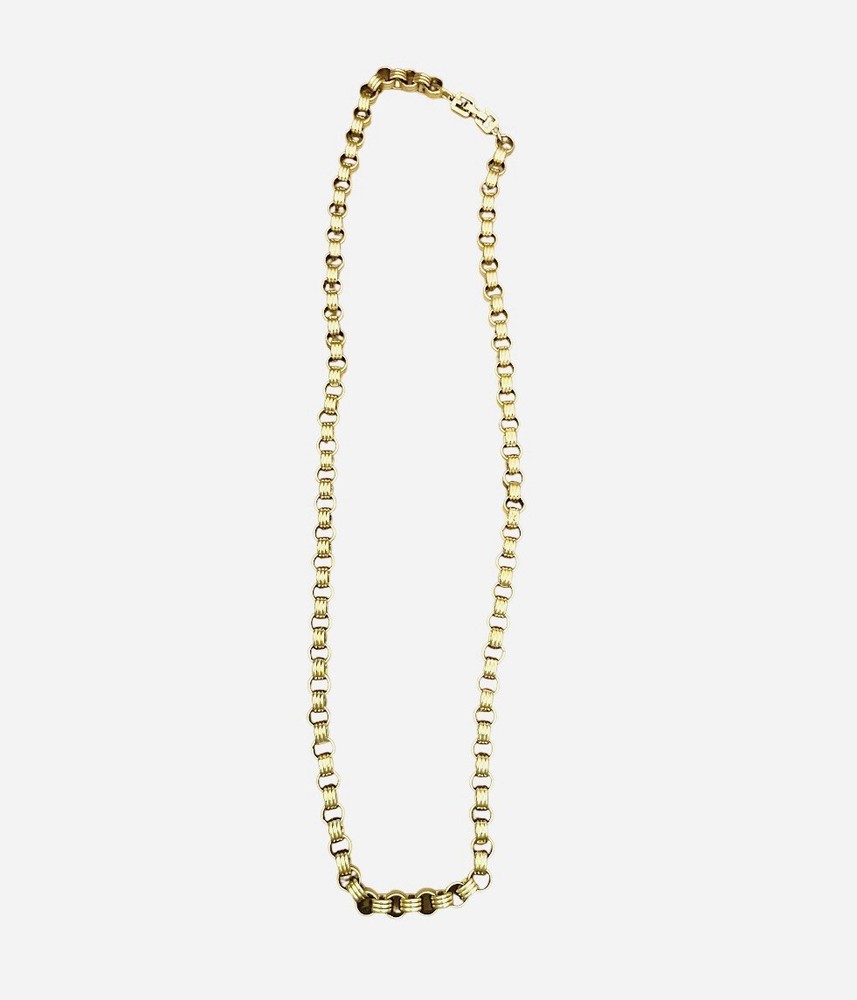 GIVENCHY Circle Link Gold Tone Chain Long Necklace