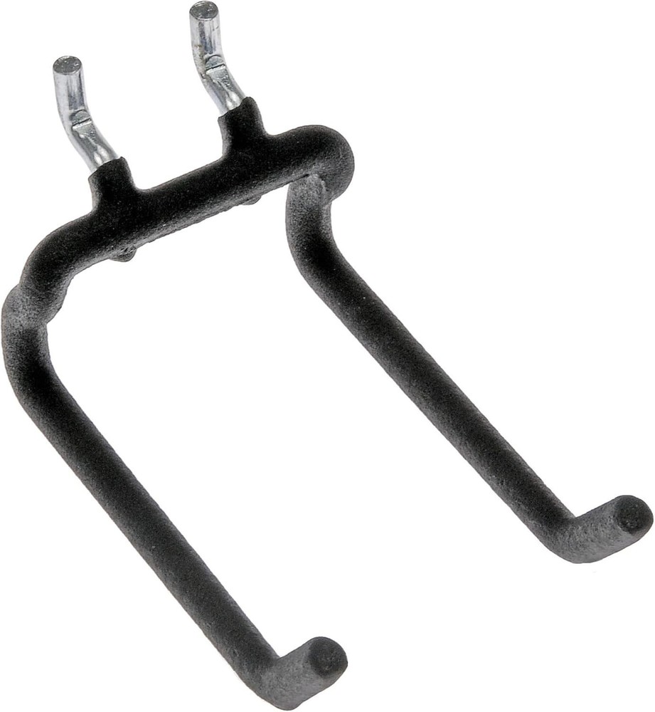 Heavy-Duty Black Flat Double Hook for 1/4" Pegboard - Organize Tools Efficiently