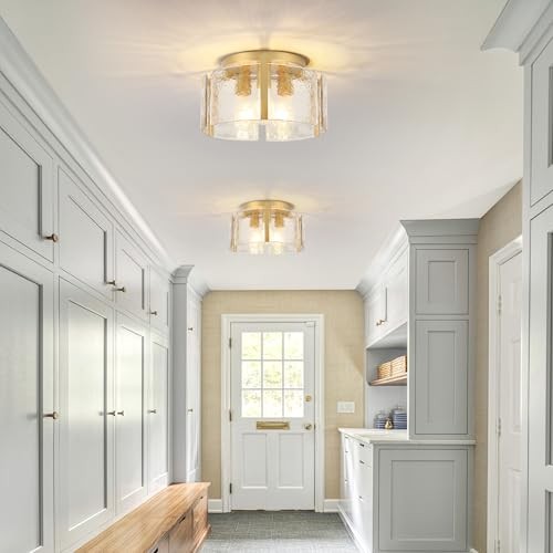 Semi Flush Mount Flush Mount Ceiling Light,15''Modern Hallway Light Gold
