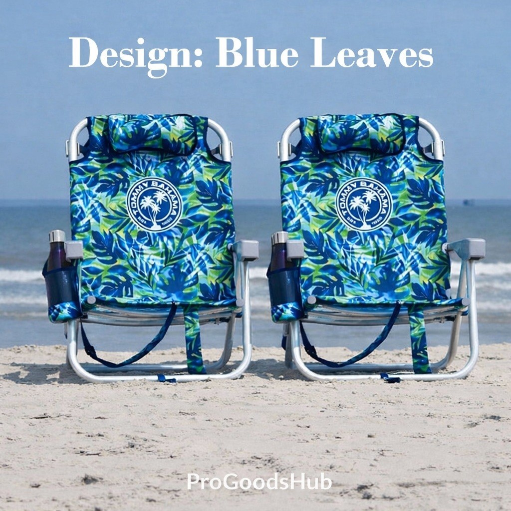 2-PACK Tommy Bahama Beach Chair 5-Position Lay Flat Aluminum w Cooler Cup Holder