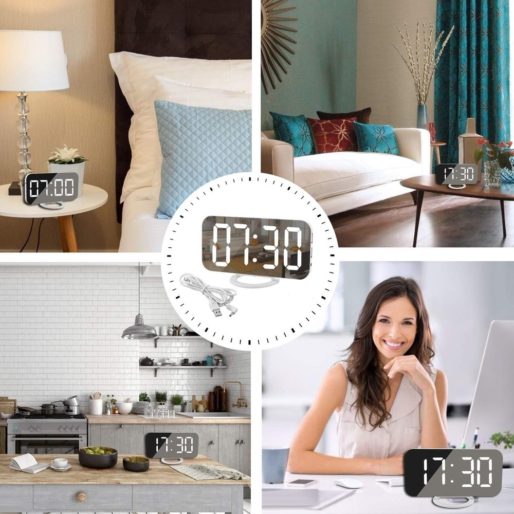 Digital Clock Large Display White