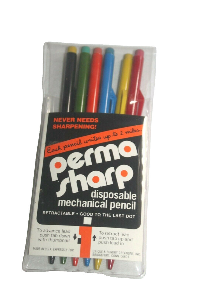 6 Vintage Perma Sharp Disposable Mechanical Pencils