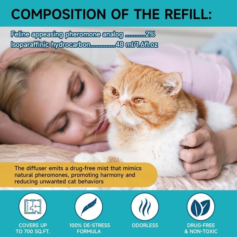 Cat Calming Diffuser - Cat Pheromones Calming Diffuser for Cat Anxiety Relief