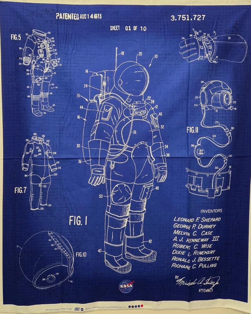 Outer Space NASA Fabric Panel, 36 " Cotton Project Panel, Riley Blake
