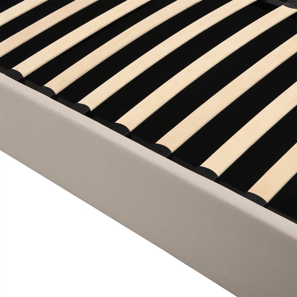 Queen Size Bed Frame Upholstered Platform Bed w/ Hydraulic Storage System