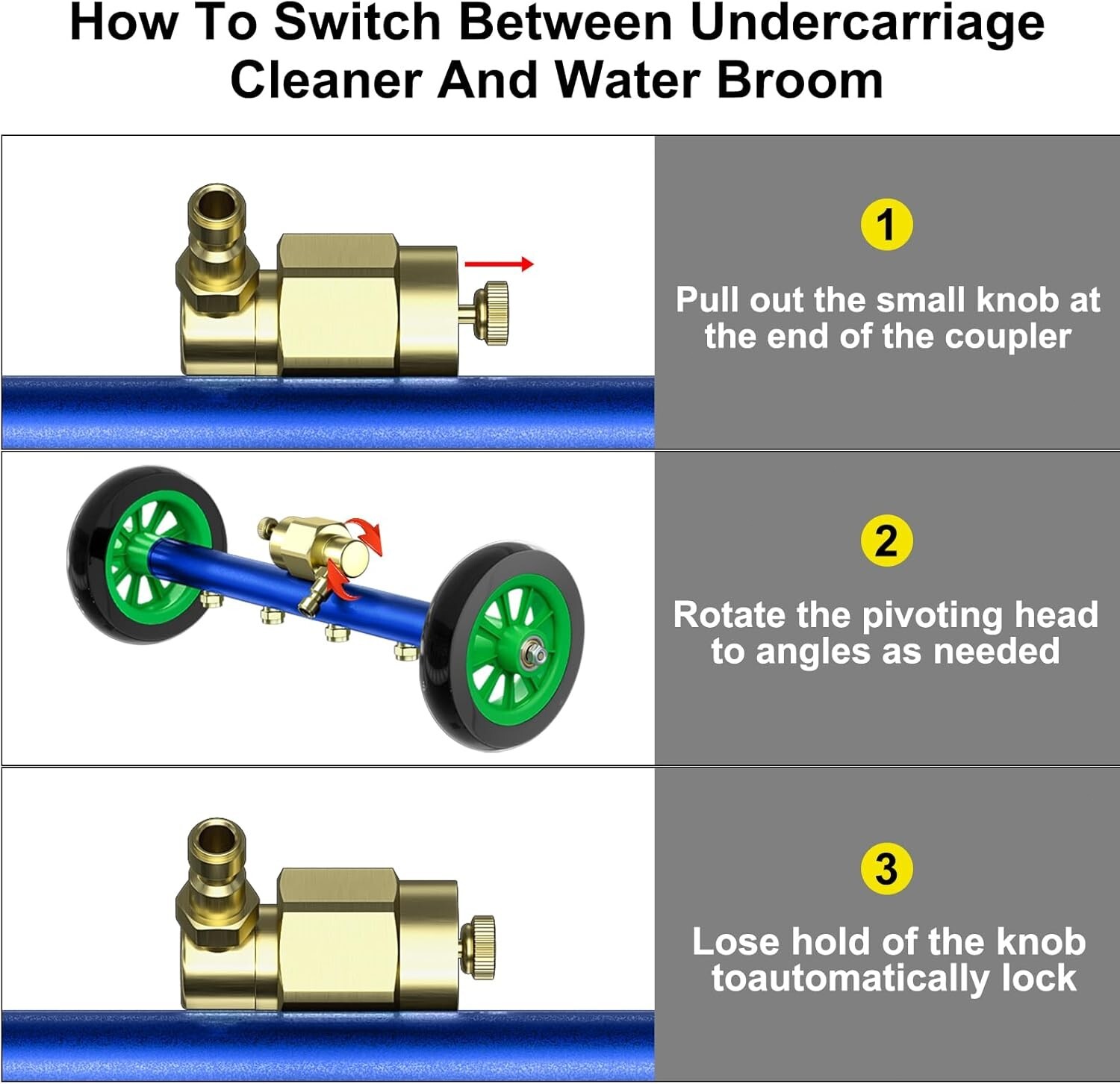 POHIR 16" Pressure Washer Undercarriage Cleaner 4800 PSI Under Car Washer Broom