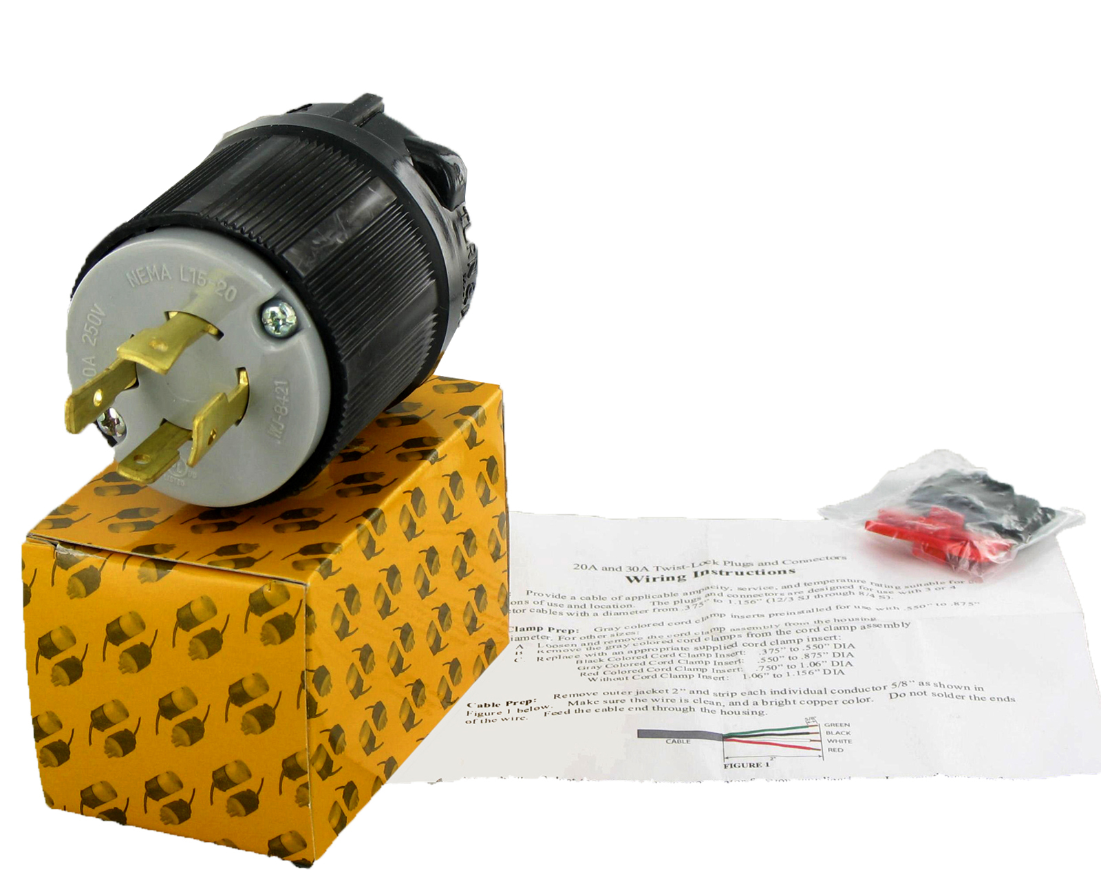 NEMA L15-20 Locking Plug 20A 250V 3 Phase 4W Grounding Twist Lock connector